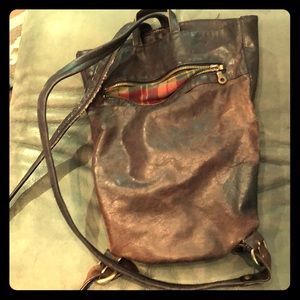 Brown leather backpack